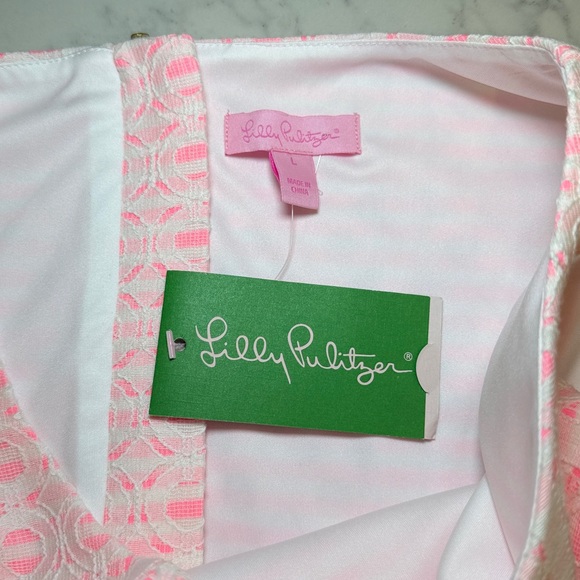 NWT Lilly Pulitzer Abby Dress Pop Pink Draper Lace Size Large - Picture 4 of 6